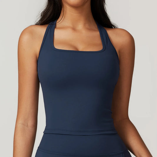 Neutral State Sculpt Badge Blue Halter Vest